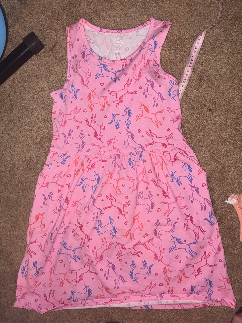 wonder nation Pink Unicorn Print Sleeveless Dress with Blue & Purple Accents